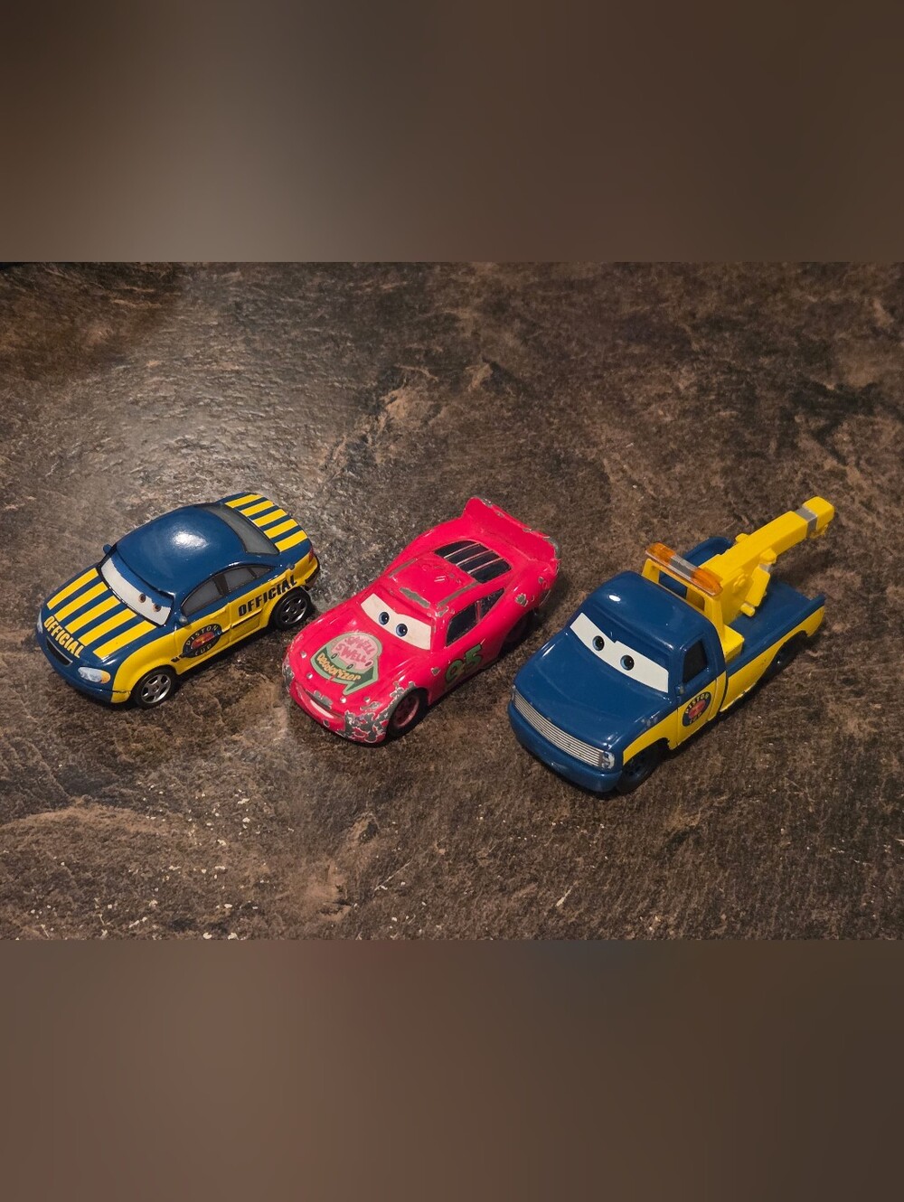 Disney Pixar Diecast Cars - Tow Truck Tom / Smell Swell / Race Official Tom